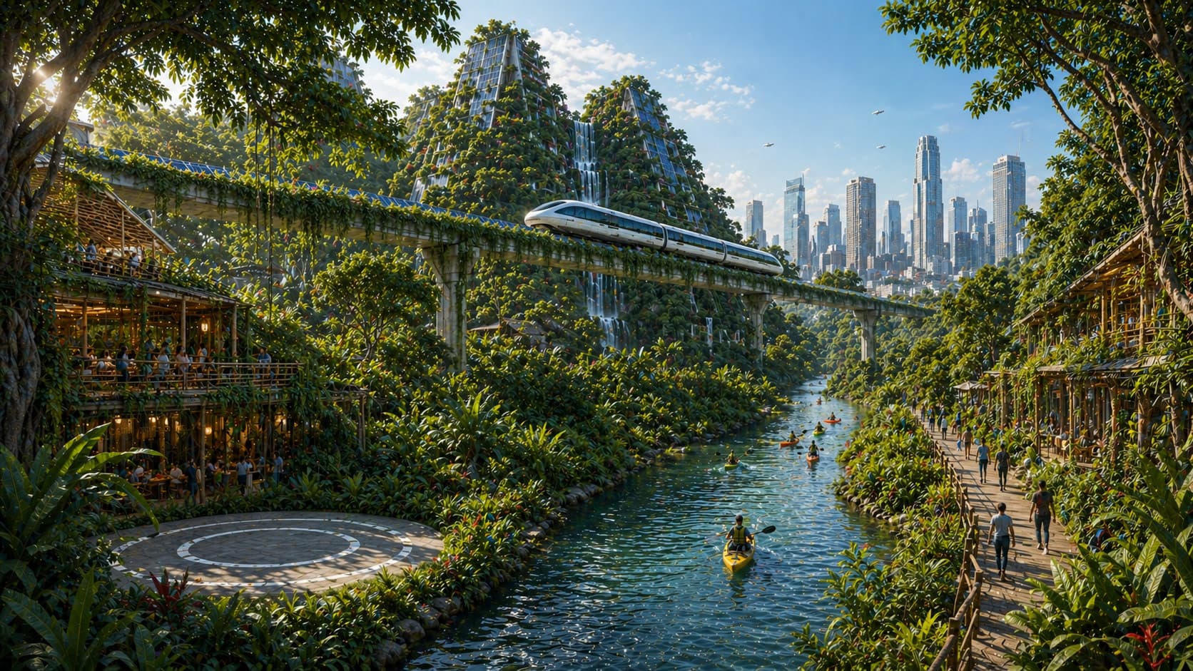 A reimagined Los Angeles River with restored ecology