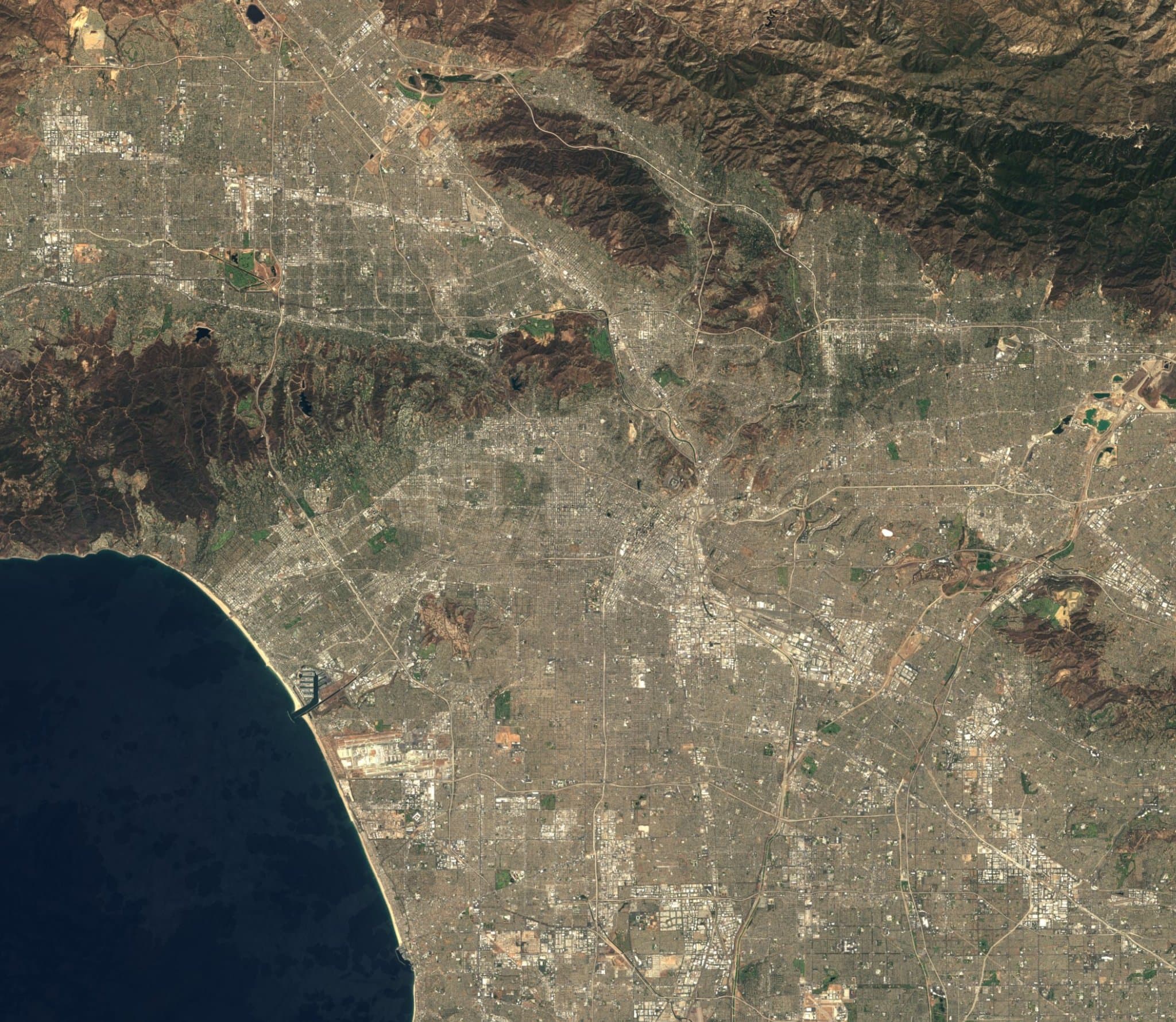 Top-down satellite view of Los Angeles