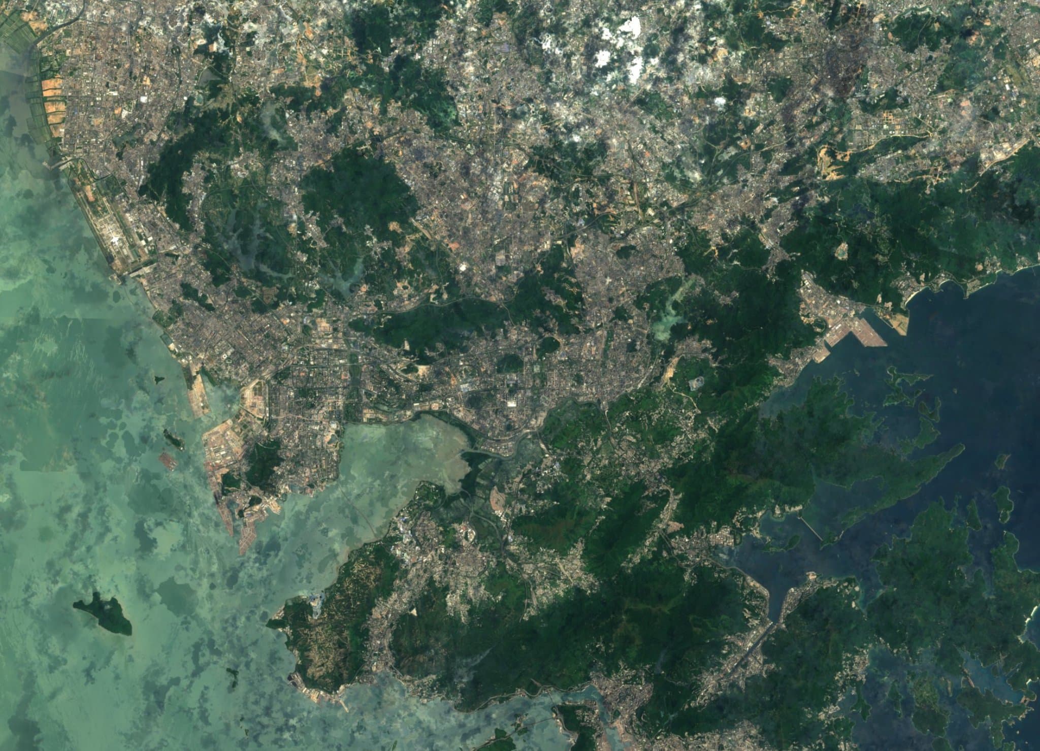 Top-down satellite view of Shenzhen